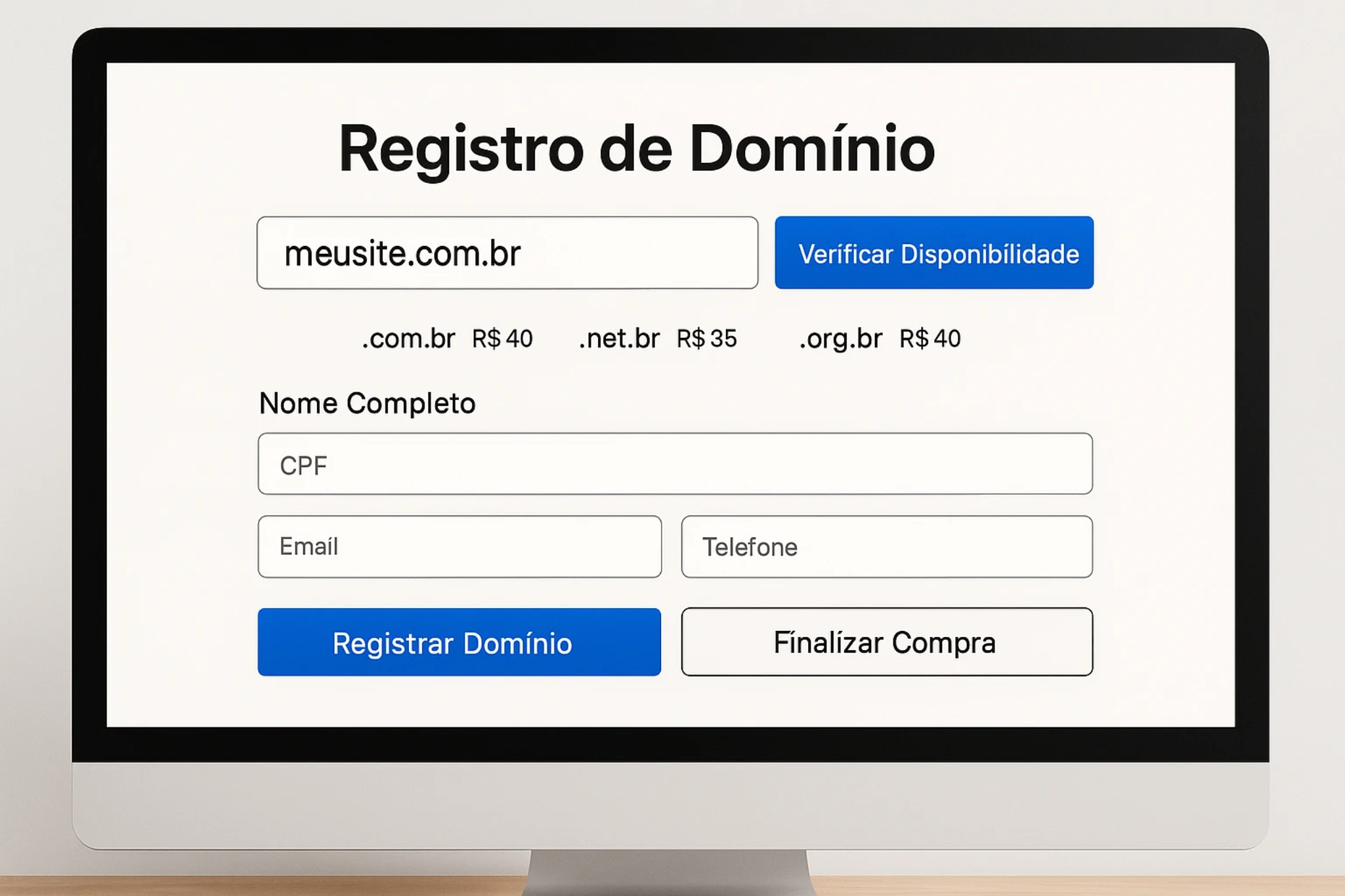 Imagem ilustrando registro de domínio